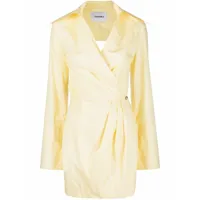 nanushka robe portefeuille courte à dos ouvert - jaune