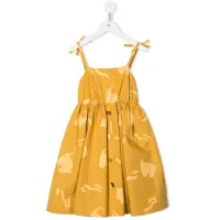 rejina pyo robe esme en coton biologique à imprimé éléphant - jaune