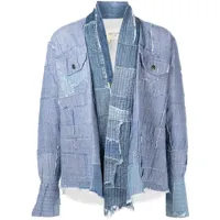 greg lauren veste en jean à design patchwork - bleu