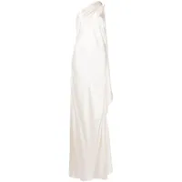 michelle mason robe longue drapée en soie - blanc