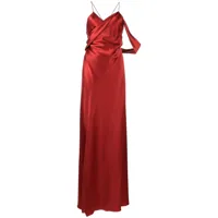 michelle mason robe longue drapée en soie - rouge