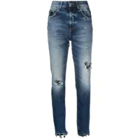 john richmond jean skinny à patch logo - bleu