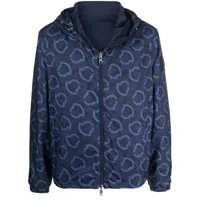 moncler veste zippée à patch logo - bleu