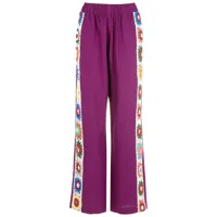olympiah pantalon de jogging à bandes en crochet - violet