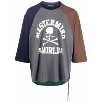 mastermind world t-shirt colour block à logo imprimé - gris