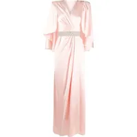 jenny packham robe longue à cape superposée - rose