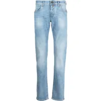 incotex jean slim à effet délavé - bleu