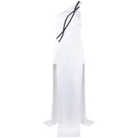 genny robe longue fendue à design à une épaule - blanc