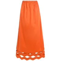 adriana degreas jupe longue à ourlet festonné - orange