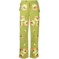 bode pantalon victorian à fleurs brodées - vert
