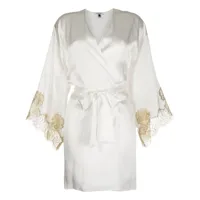 gilda & pearl robe de chambre à détails en dentelle - blanc
