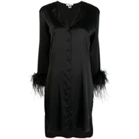 gilda & pearl robe-chemise camille bordée de plumes - noir