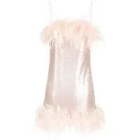 gilda & pearl robe courte ornée de plumes - rose