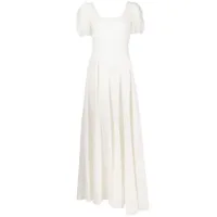loveshackfancy robe longue ryan à fleurs brodées - blanc
