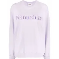 nanushka sweat en coton biologique à logo brodé - violet