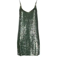 p.a.r.o.s.h. robe brodée de sequins à col v - vert