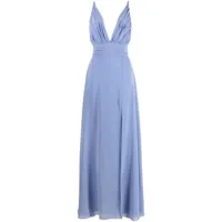 blanca vita robe longue plissée à col v - bleu