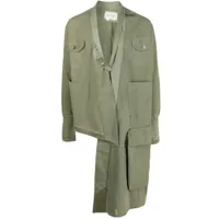 greg lauren manteau asymétrique à design drapé - vert
