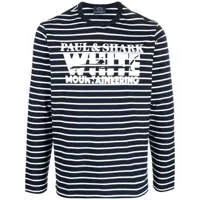 paul & shark t-shirt rayé à logo imprimé - bleu