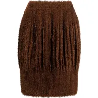 issey miyake pre-owned jupe plissée à effet brossé (années 2000) - marron