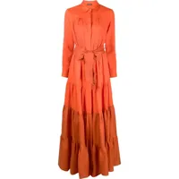 kiton robe-chemise longue à volants superposés - orange