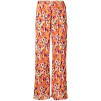 msgm pantalon plissé à fleurs - orange