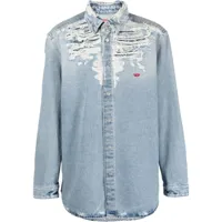 diesel chemise en jean à logo brodé - bleu