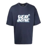 we11done t-shirt à logo imprimé - bleu