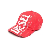 diesel casquette en coton à logo imprimé - rouge