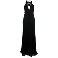 alberta ferretti robe plissée à encolure ornementée - noir