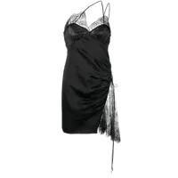 ac9 robe courte fleurie à design à une épaule - noir