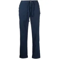 incotex pantalon droit à taille à lien de resserrage - bleu