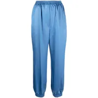 nanushka pantalon satiné à coupe fuselée - bleu