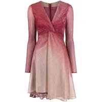 talbot runhof robe courte métallisée à col v - rose