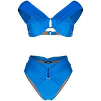 noire swimwear bikini à détails de boucles - bleu