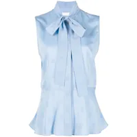 burberry blouse en jacquard à col lavallière - bleu