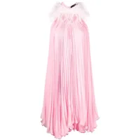 styland robe ornée de plumes à design plissé - rose