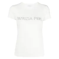 patrizia pepe t-shirt à logo strassé - blanc