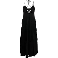 simkhai robe lina longue plissée à volants superposés - noir