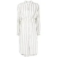 mm6 maison margiela robe-chemise rayée à manches longues - blanc