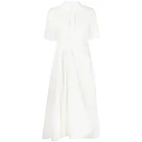 jil sander robe-chemise mi-longue à fronces - blanc