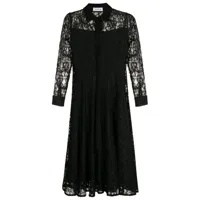 olympiah robe mi-longue branch bordée de dentelle - noir