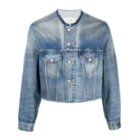 maison margiela veste en jean crop à design sans col - bleu