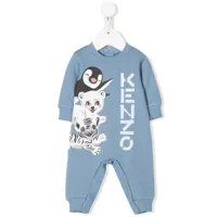 kenzo kids pyjama en jersey à logo imprimé - bleu