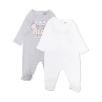 kenzo kids lot de 2 pyjamas à logo imprimé - gris