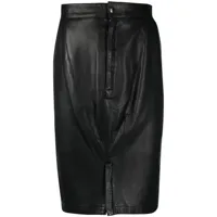 alaïa pre-owned jupe ajustée en cuir (années 1980) - noir