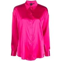 pinko chemise en satin à manches longues - rose