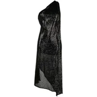 pinko robe brodée de sequins à design asymétrique à une épaule - noir