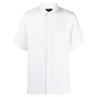 vince chemise en lin à manches courtes - blanc