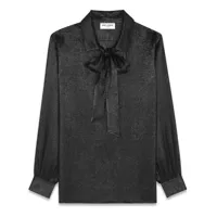 saint laurent blouse lavalier en soie - noir